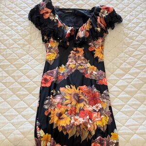 Roberto Cavalli Black Floral Mini Dress